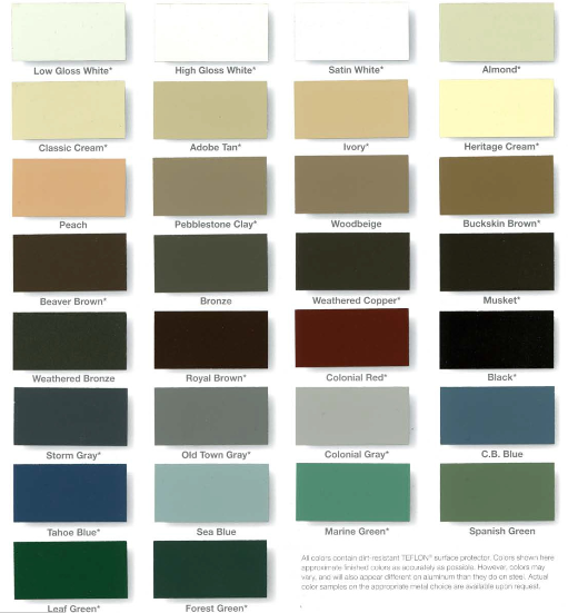 Seamless Gutter Color Chart